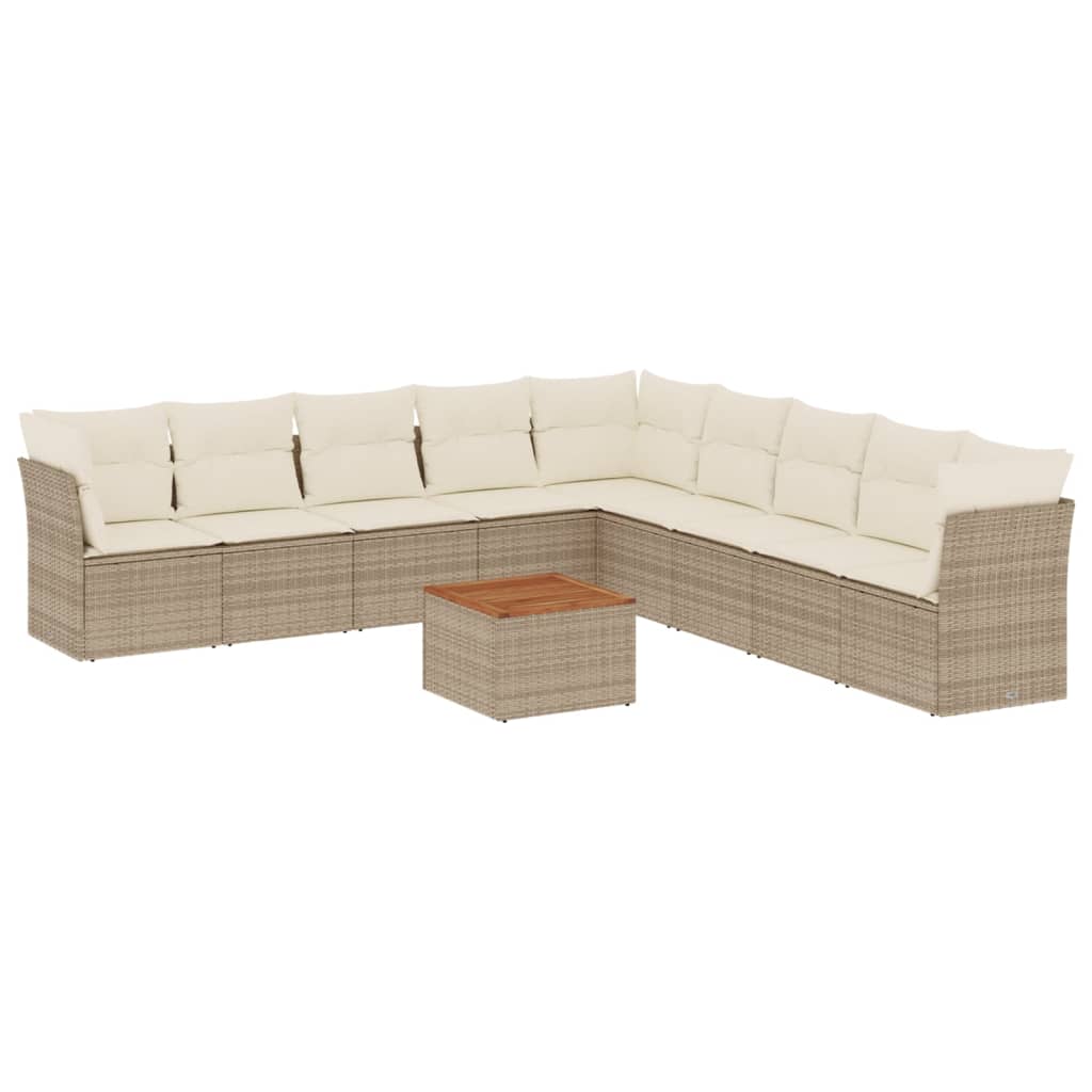 Set Divano da Giardino 10 pz con Cuscini Beige in Polyrattan - immagine 2