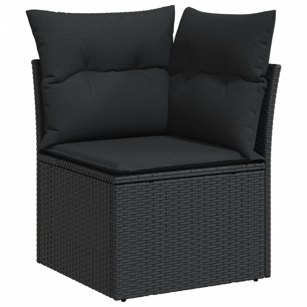 Set Divani da Giardino 11 pz con Cuscini in Polyrattan Nero - immagine 6