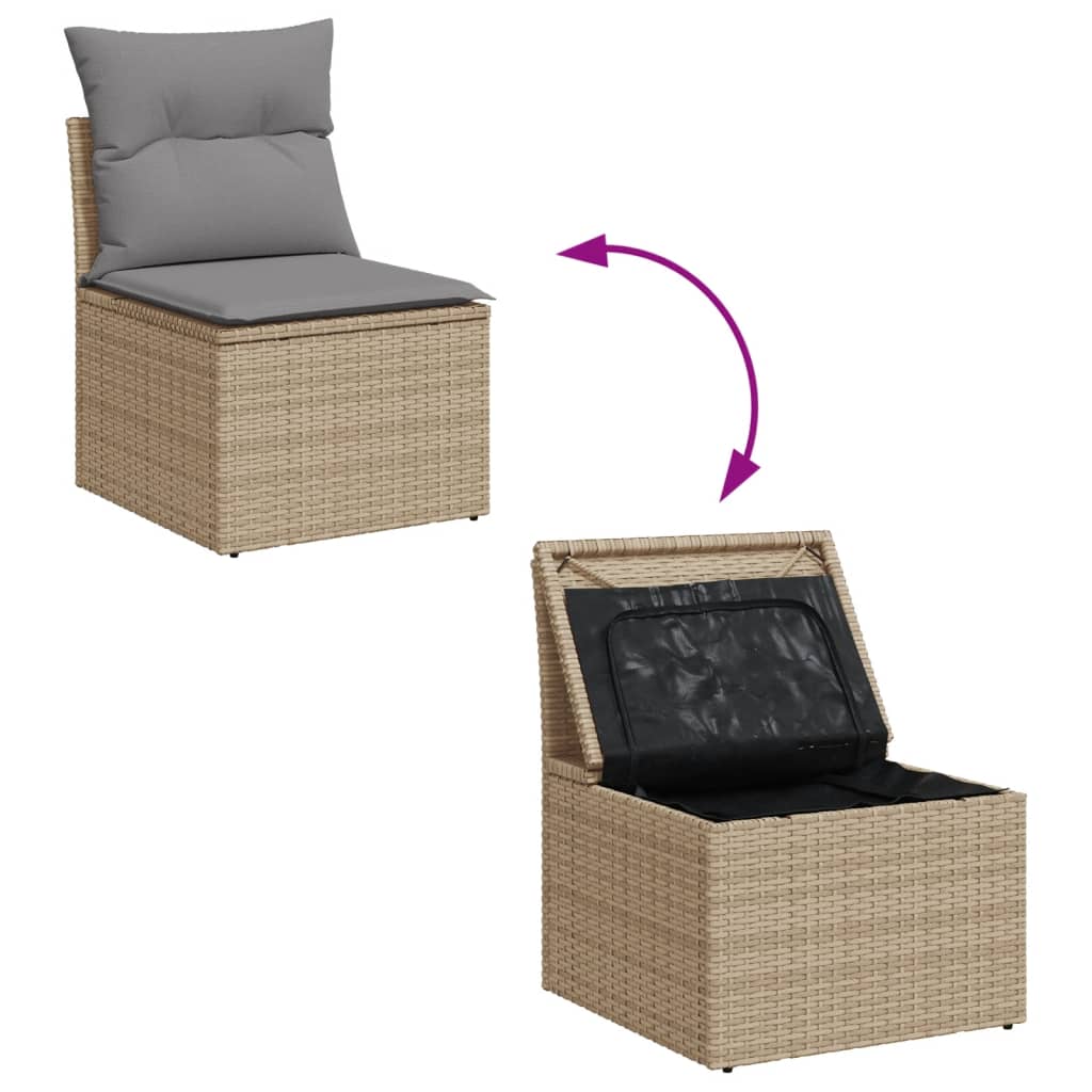 Set Divano da Giardino 5 pz con Cuscini Beige Misto Polyrattan - immagine 8