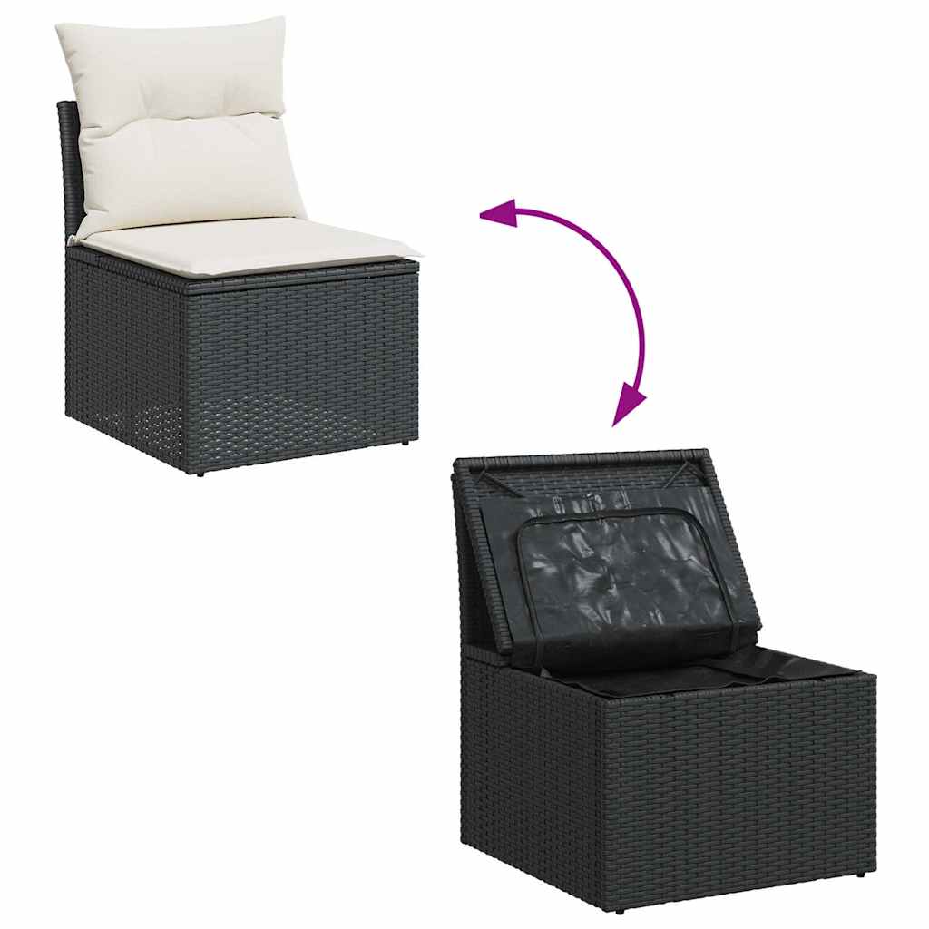 Set Divani da Giardino 9 pz con Cuscini Nero in Polyrattan - immagine 8
