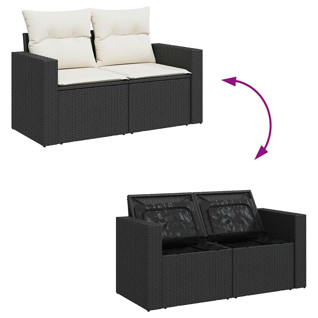 Set Divani da Giardino 9 pz con Cuscini Nero in Polyrattan - immagine 9