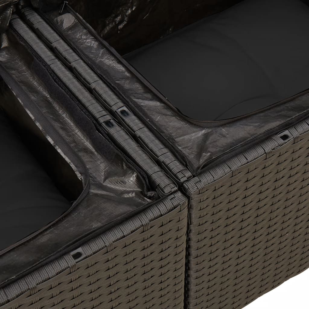Set Divano da Giardino 6 pz con Cuscini Nero in Polyrattan - immagine 6