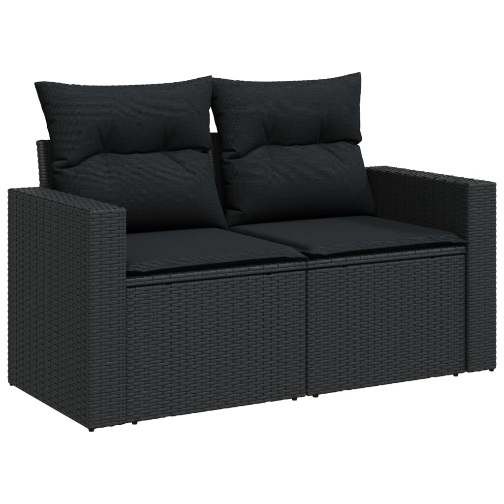 Set Divani da Giardino 10pz con Cuscini in Polyrattan Nero - immagine 8