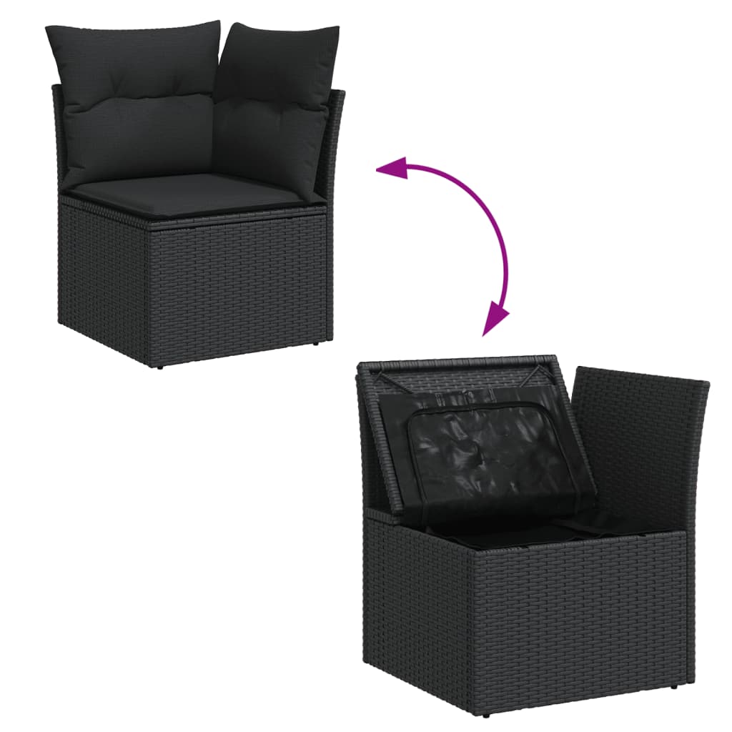 Set Divani da Giardino 12 pz con Cuscini Nero in Polyrattan - immagine 5