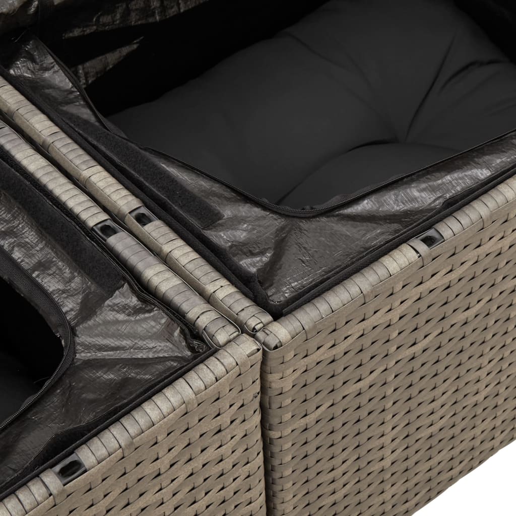 Set Divano da Giardino 10 pz con Cuscini Grigio in Polyrattan - immagine 7