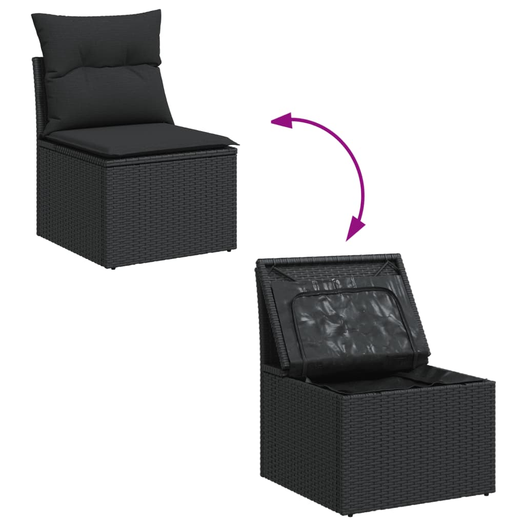 Set Divani da Giardino 12 pz con Cuscini Nero in Polyrattan - immagine 5