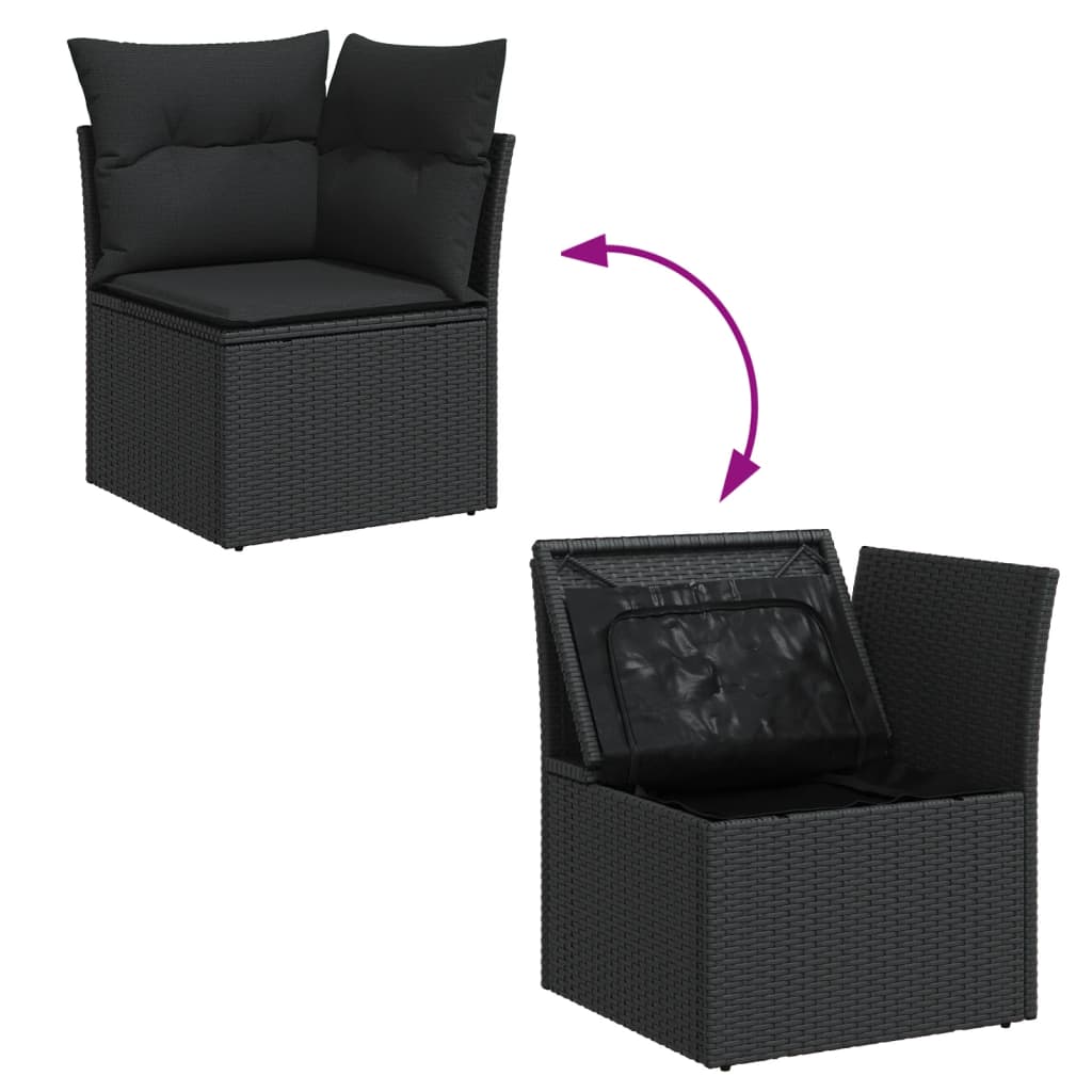 Set Divani da Giardino 13pz con Cuscini Nero in Polyrattan - immagine 5