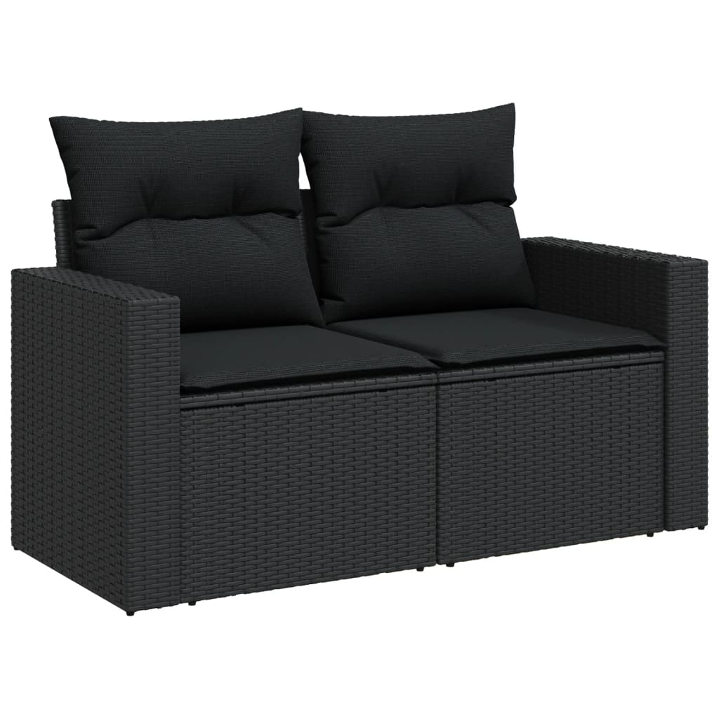 Set Divani da Giardino 13pz con Cuscini Nero in Polyrattan - immagine 8