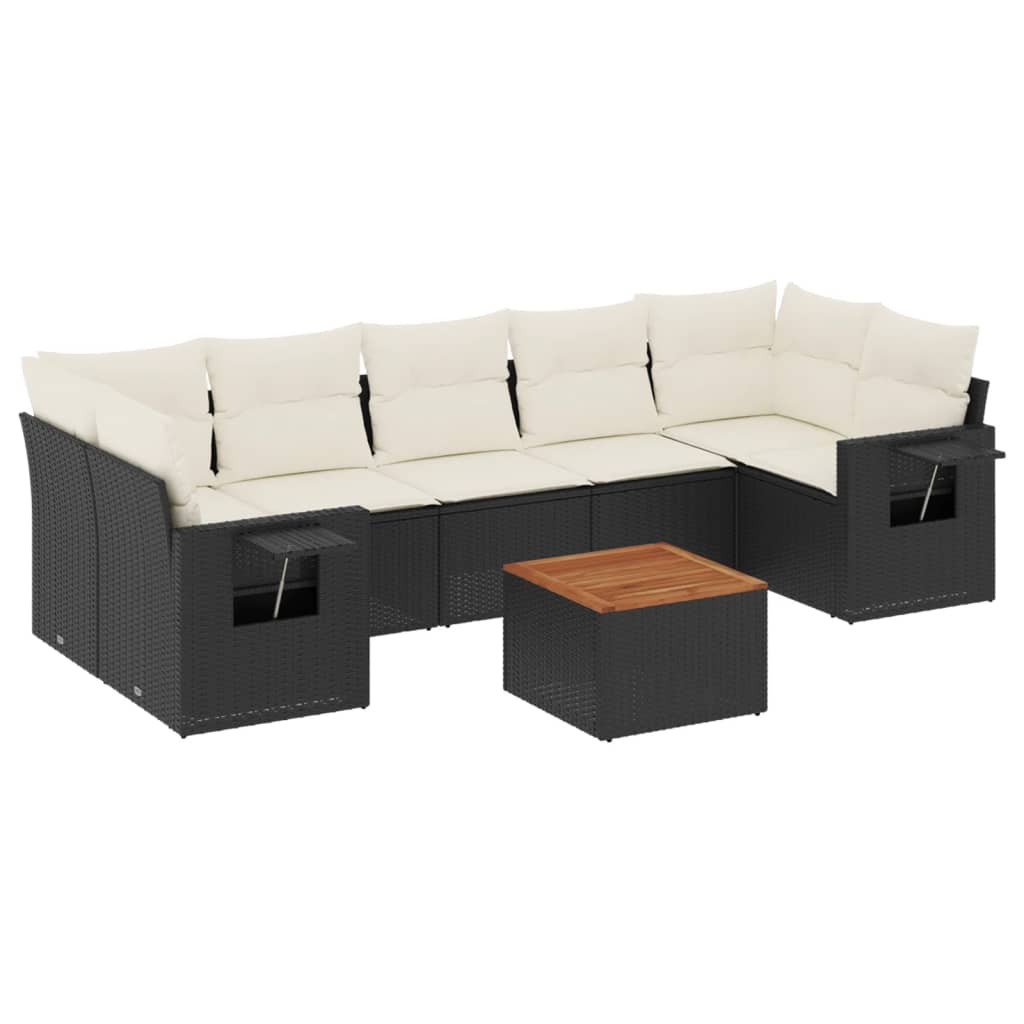 Set Divani da Giardino con Cuscini 8 pz Nero in Polyrattan - immagine 2