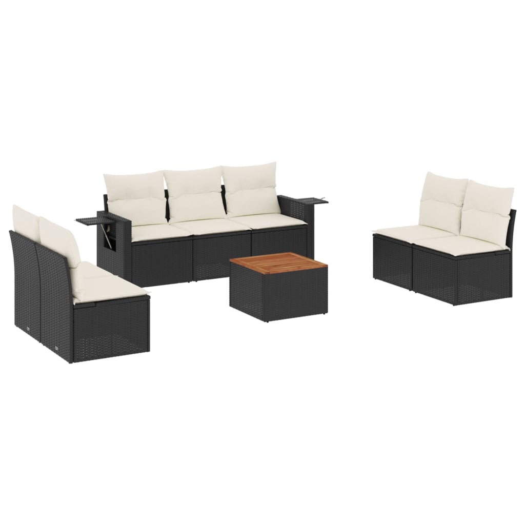 Set Divani da Giardino con Cuscini 8 pz Nero in Polyrattan - immagine 2