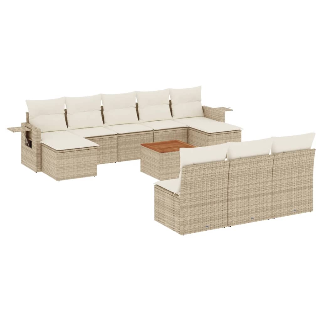 Set Divani da Giardino 11 pz con Cuscini in Polyrattan Grigio - immagine 2