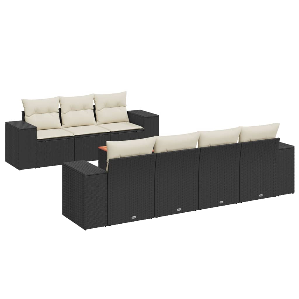 Set Divani da Giardino con Cuscini 8 pz Nero in Polyrattan - immagine 2