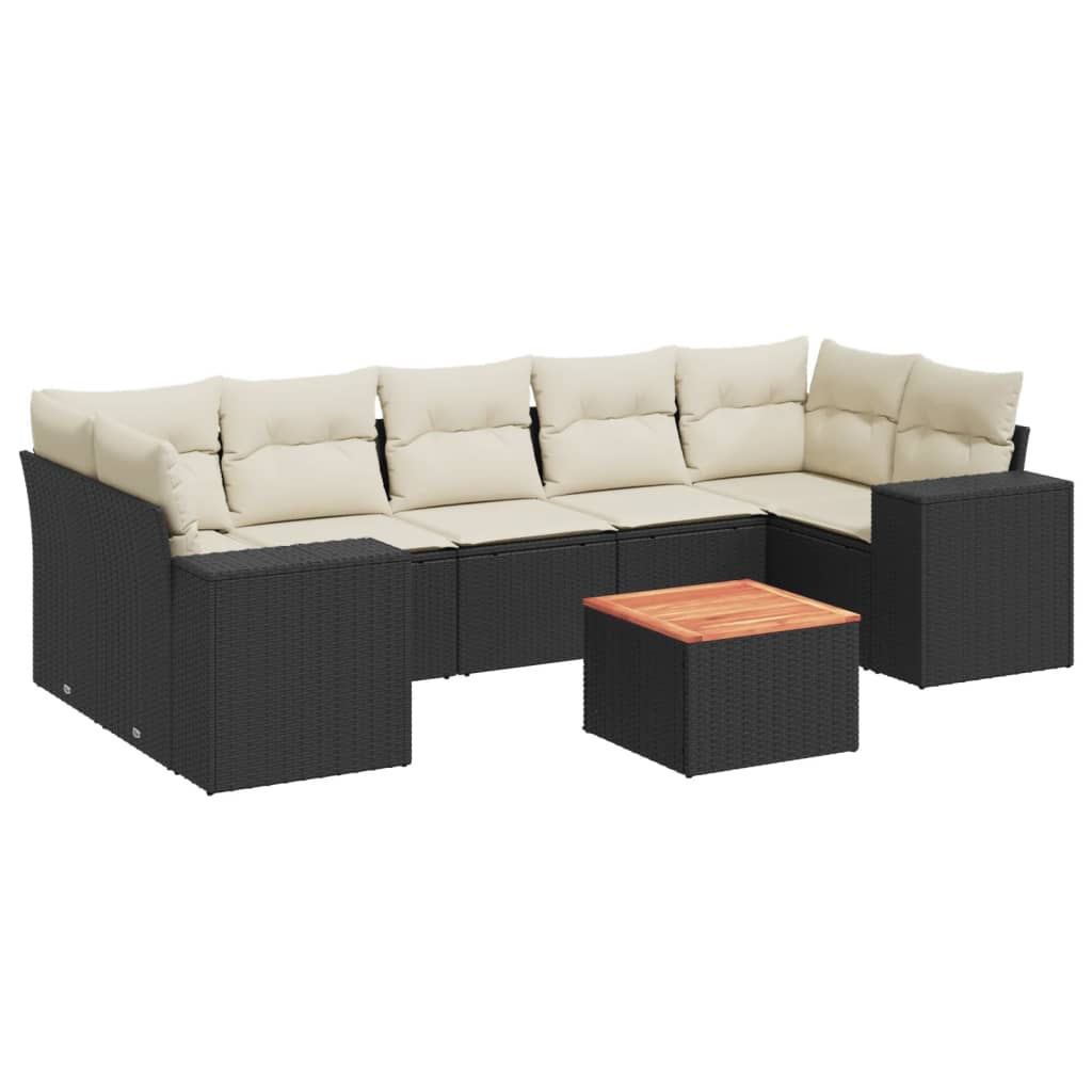 Set Divani da Giardino con Cuscini 8 pz Nero in Polyrattan - immagine 2