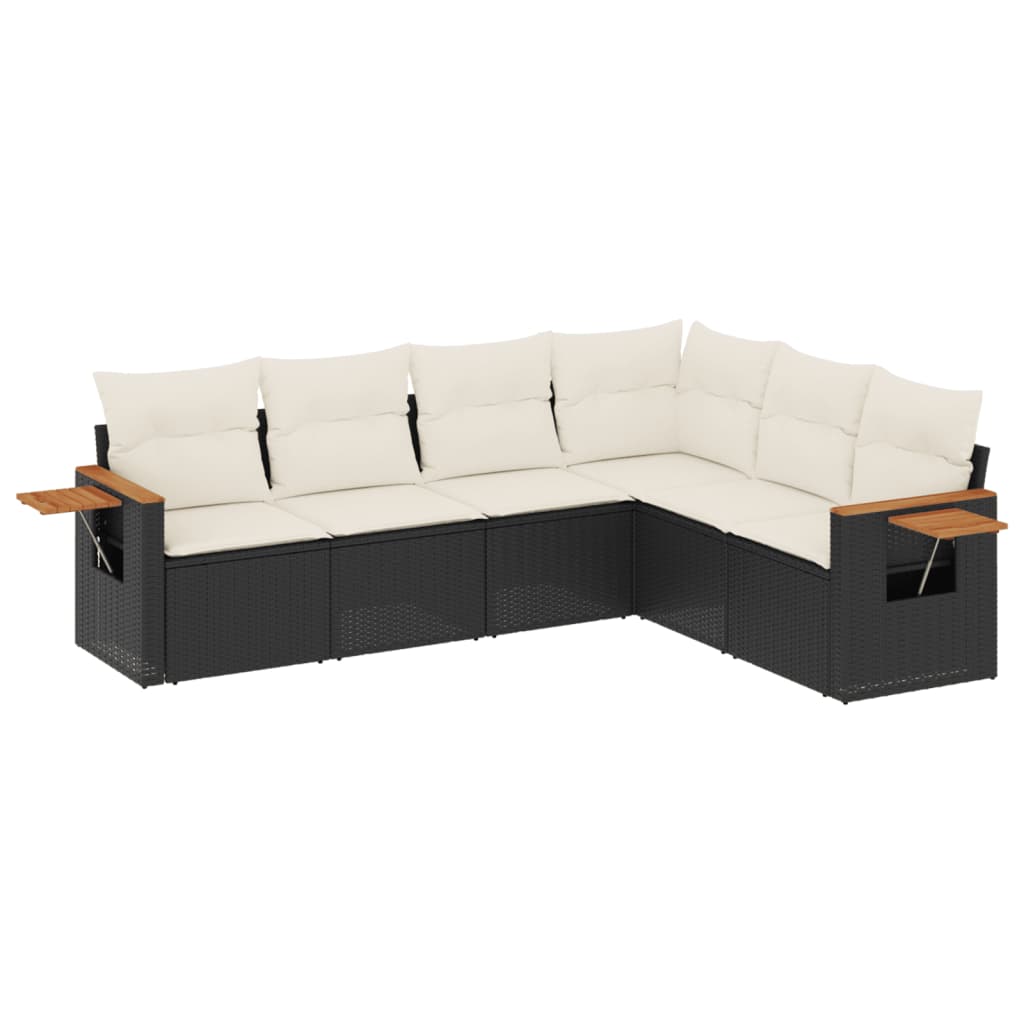 Set Divano da Giardino 6 pz con Cuscini Nero in Polyrattan - immagine 2