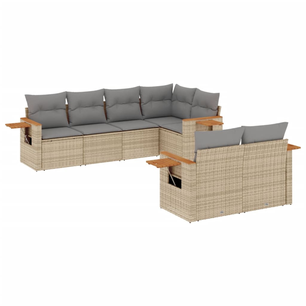 Set Divani da Giardino 7 pz con Cuscini Grigio in Polyrattan - immagine 2