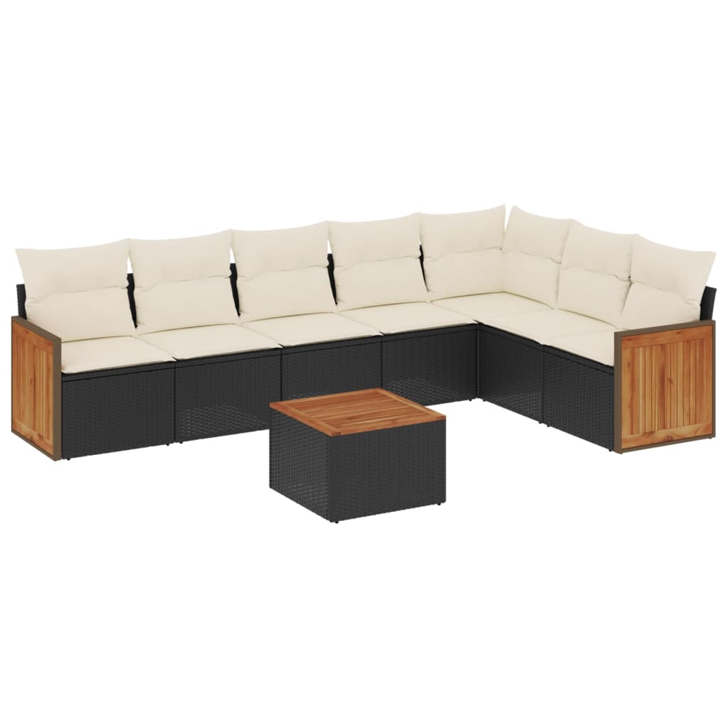 Set Divani da Giardino con Cuscini 8 pz Nero in Polyrattan - immagine 2