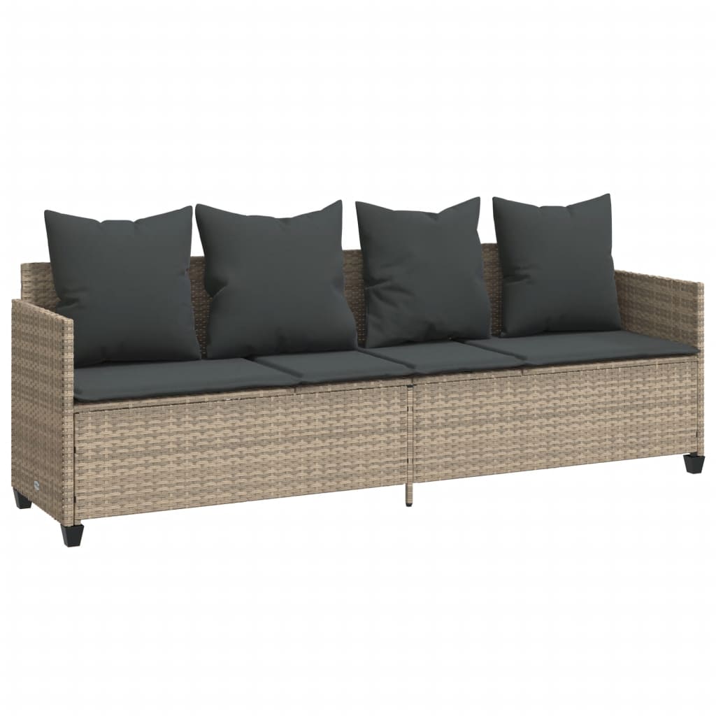 Set Divano da Giardino 5 pz con Cuscini Marrone in Polyrattan - immagine 3