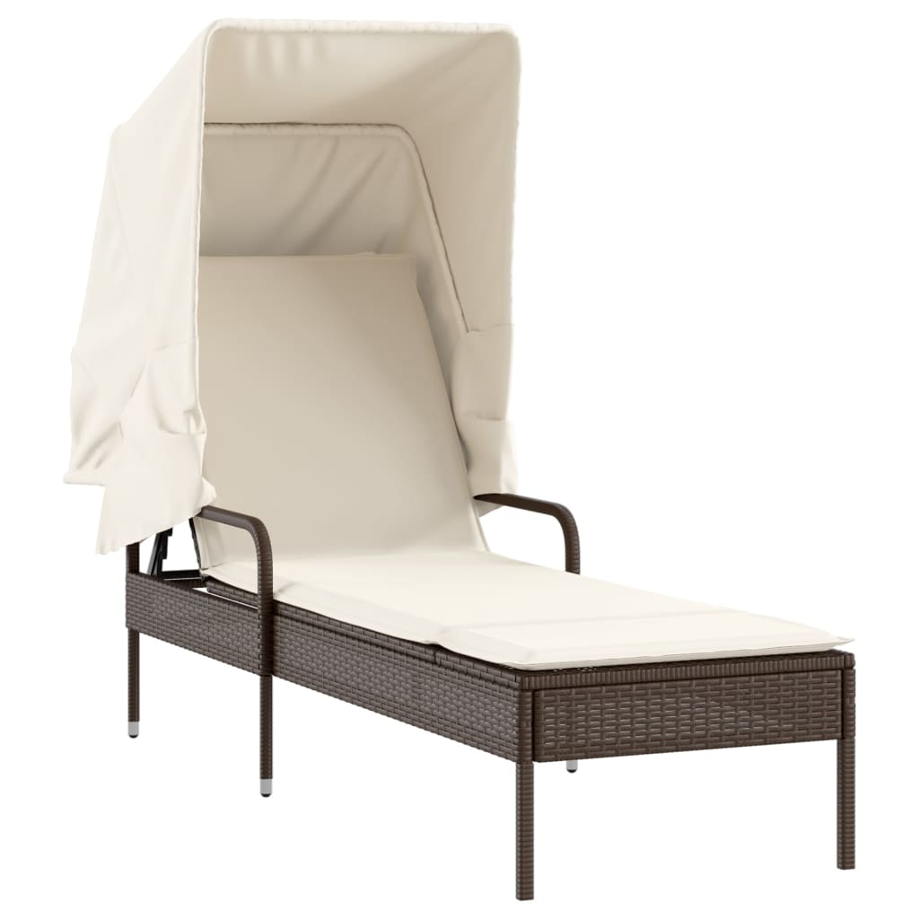 Lettini Prendisole 2 pz con Baldacchino e Tavolino Polyrattan - immagine 3
