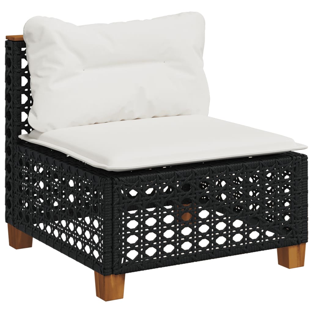 Set Divani da Giardino 5 pz con Cuscini in Polyrattan Nero - immagine 4
