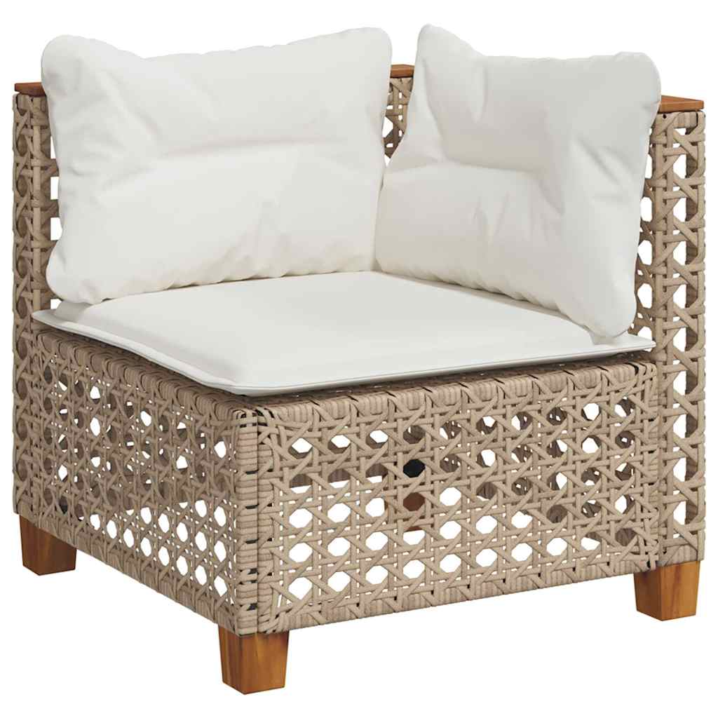 Set Divano da Giardino 9 pz con Cuscini Beige in Polyrattan - immagine 3