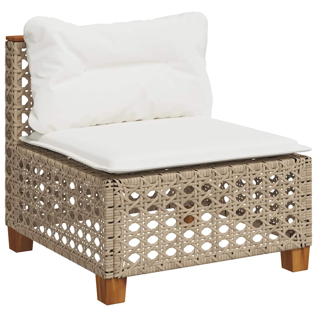 Set Divano da Giardino 9 pz con Cuscini Beige in Polyrattan - immagine 4