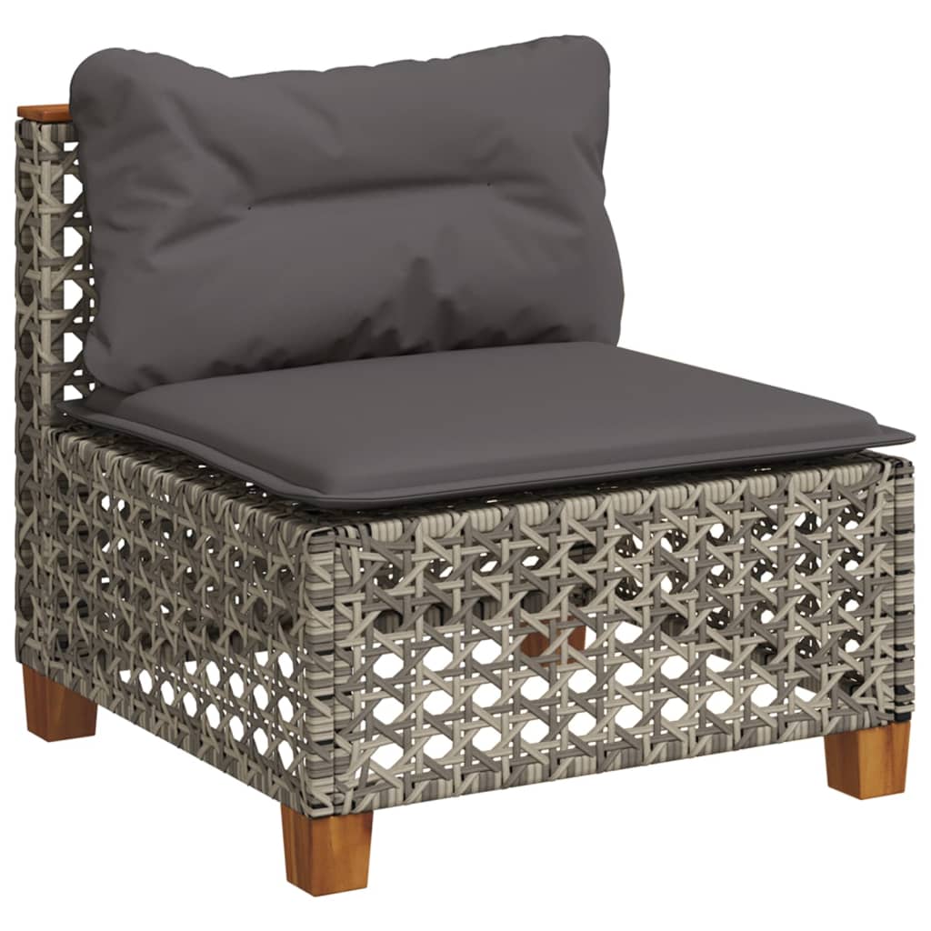 Set Divani da Giardino 4 pz con Cuscini in Polyrattan Grigio - immagine 3