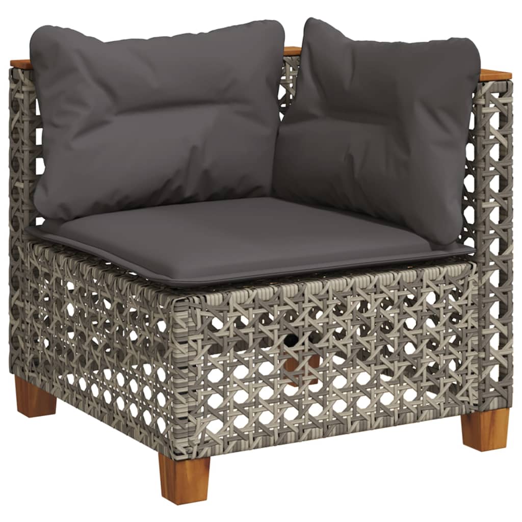Set Divani da Giardino 4 pz con Cuscini in Polyrattan Grigio - immagine 4