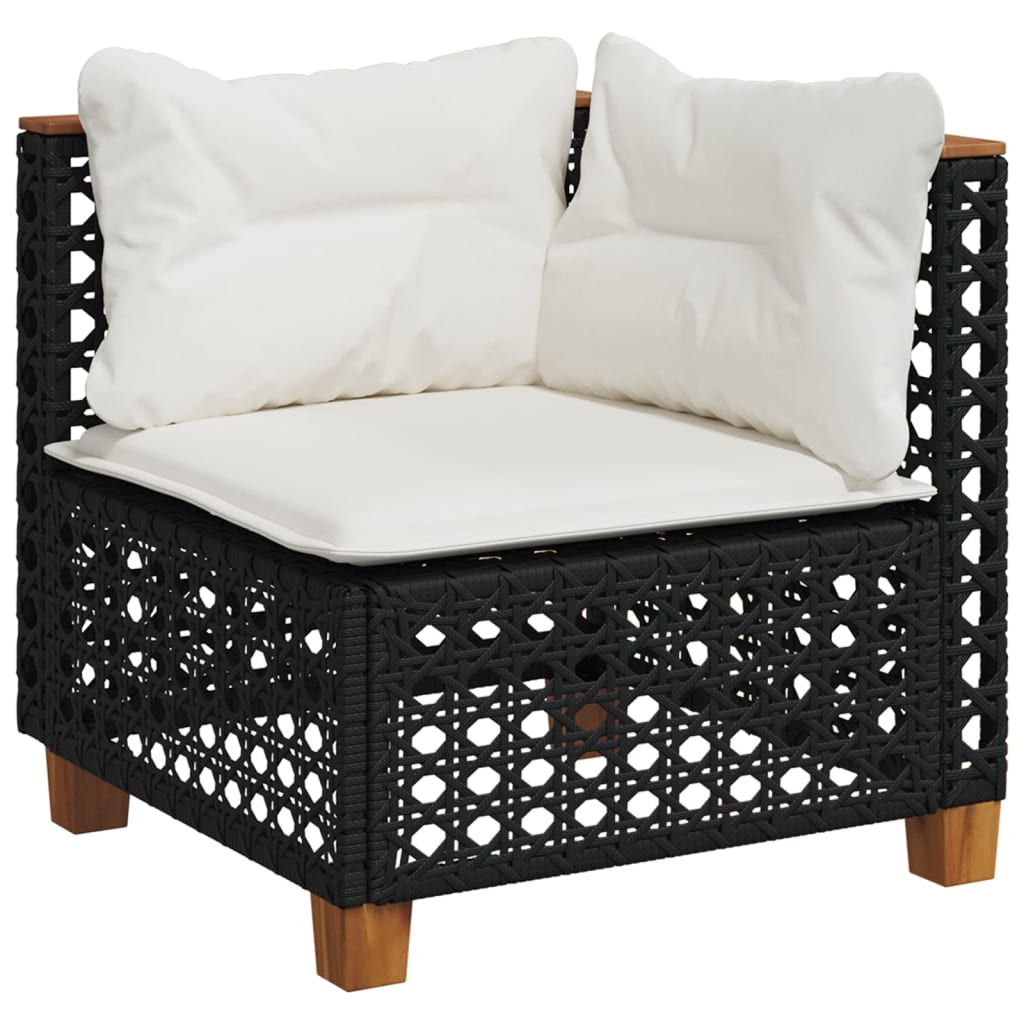 Set Divani da Giardino 5 pz con Cuscini in Polyrattan Nero - immagine 3