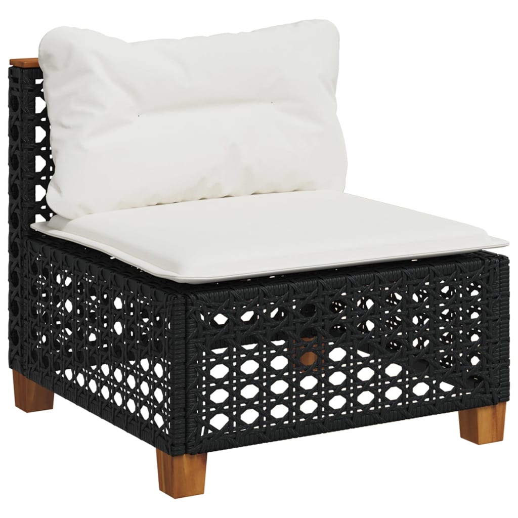 Set Divani da Giardino 5 pz con Cuscini in Polyrattan Nero - immagine 4