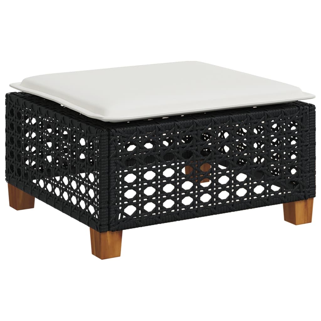 Set Divani da Giardino 5 pz con Cuscini in Polyrattan Nero - immagine 5