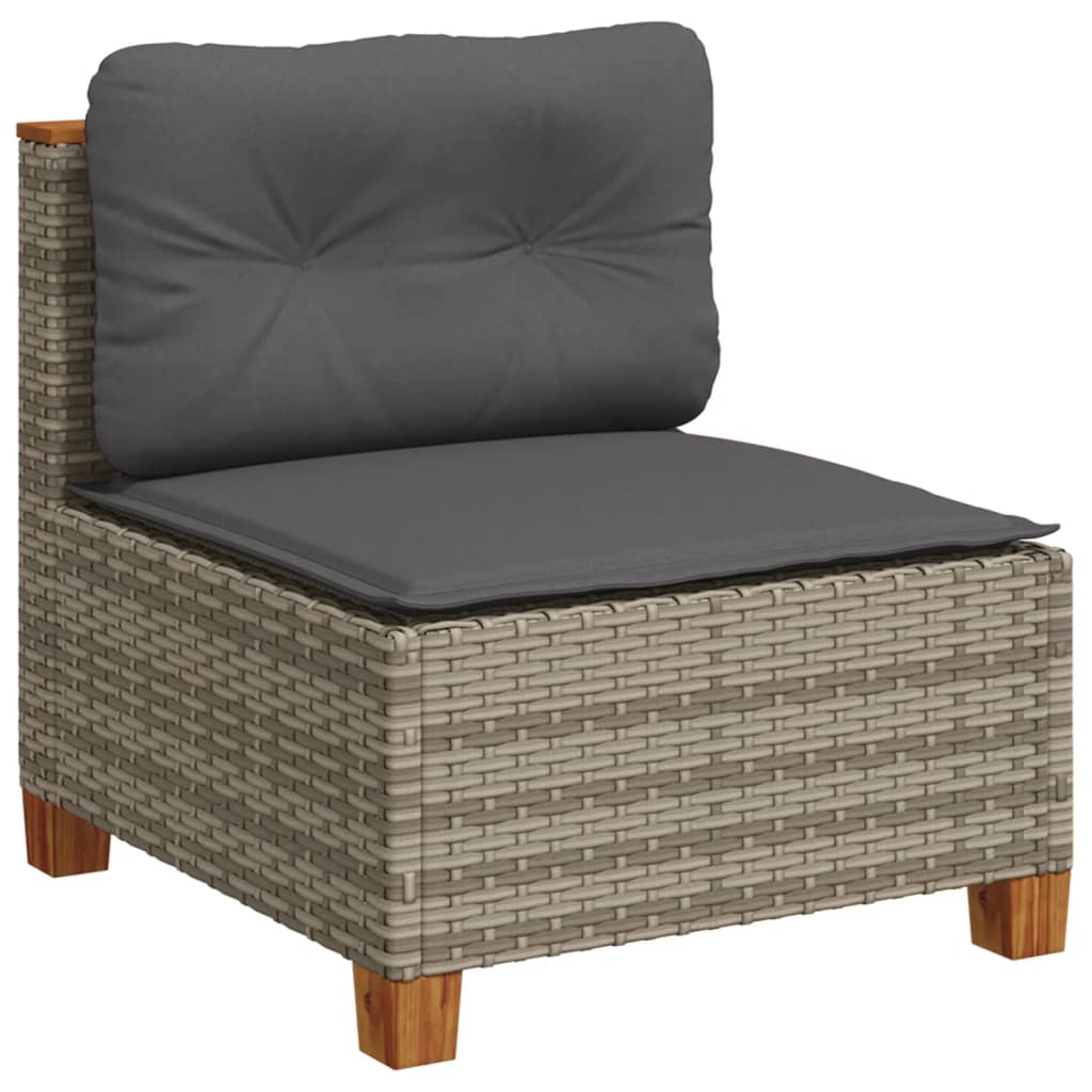 Set Divani da Giardino 7 pz con Cuscini Grigio in Polyrattan - immagine 4
