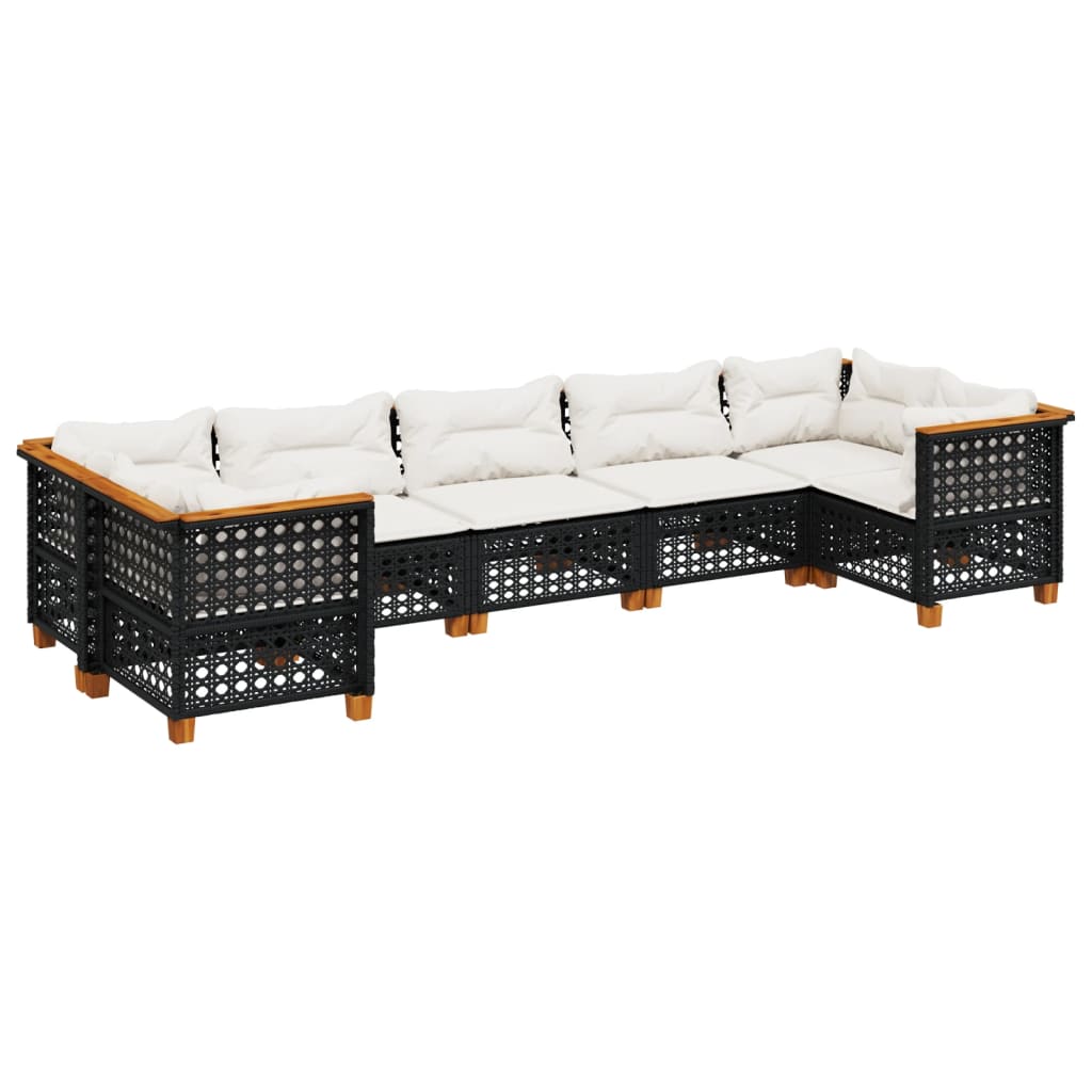 Set Divani da Giardino con Cuscini 7pz Nero Polyrattan - immagine 2