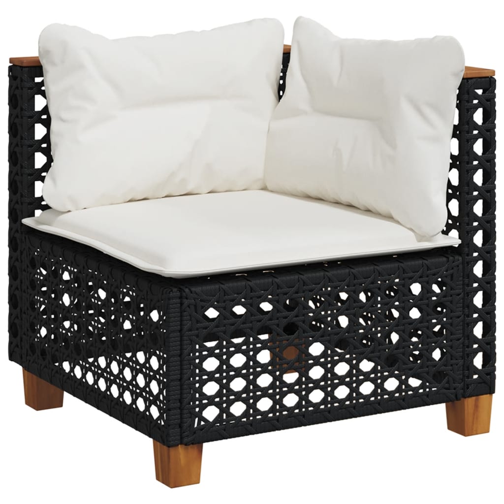 Set Divani da Giardino con Cuscini 7pz Nero Polyrattan - immagine 3