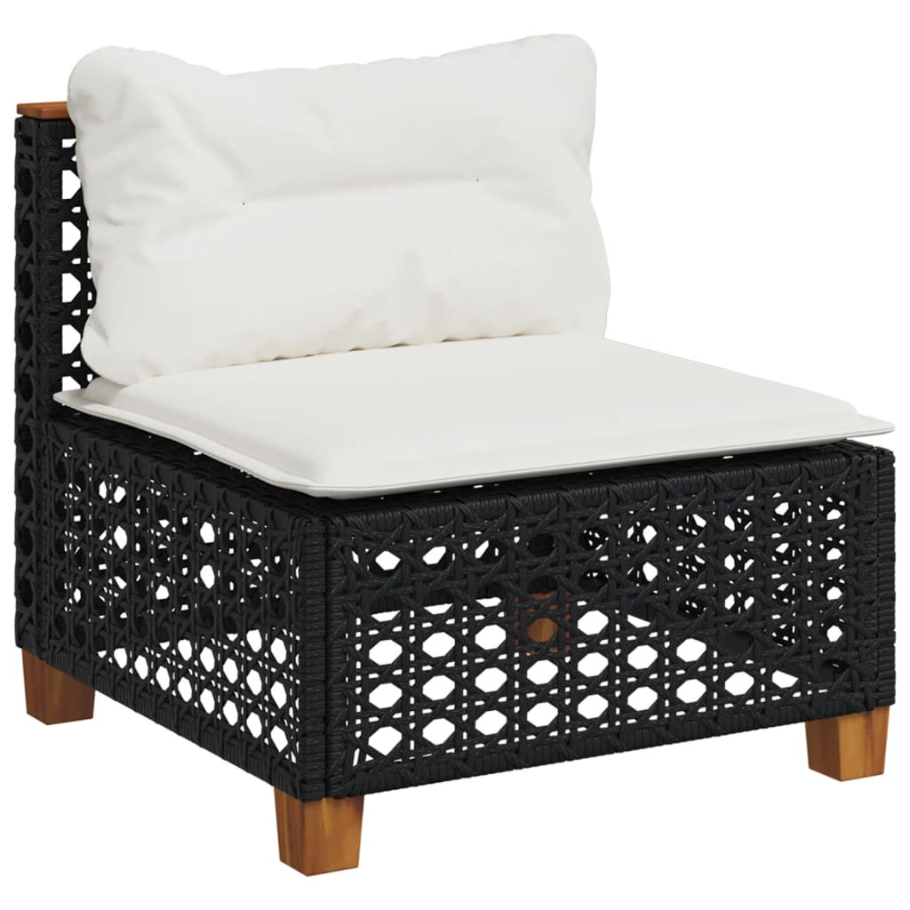Set Divani da Giardino con Cuscini 7pz Nero Polyrattan - immagine 4