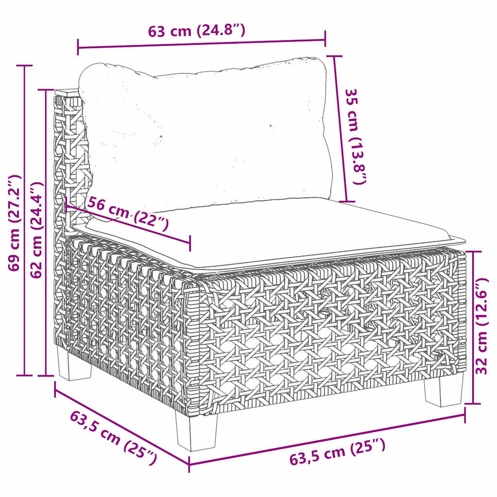 Set Divano da Giardino 10 pz con Cuscini Beige in Polyrattan - immagine 7