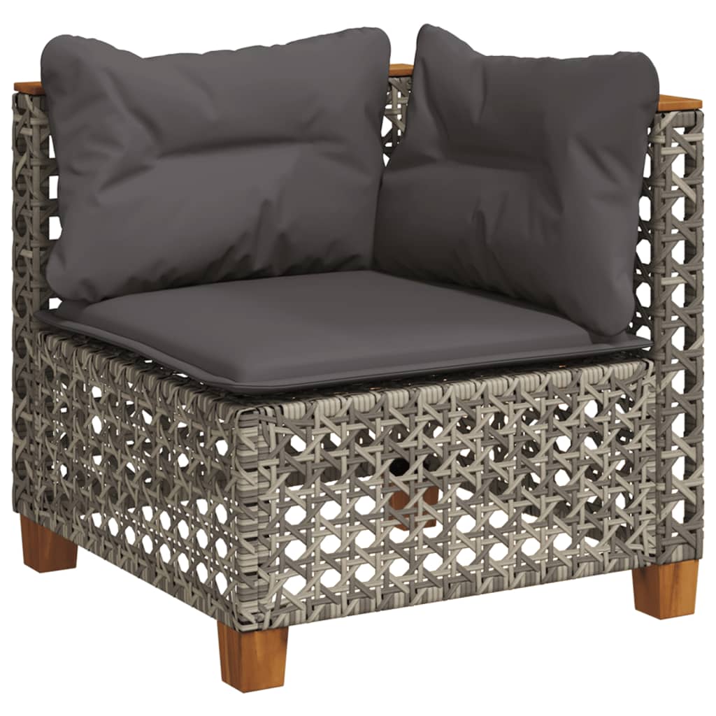 Set Divani da Giardino 11 pz con Cuscini in Polyrattan Grigio - immagine 4