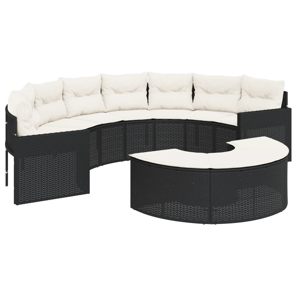 Set Divani da Giardino Semicircolare 2 pz in Polyrattan Nero - immagine 2