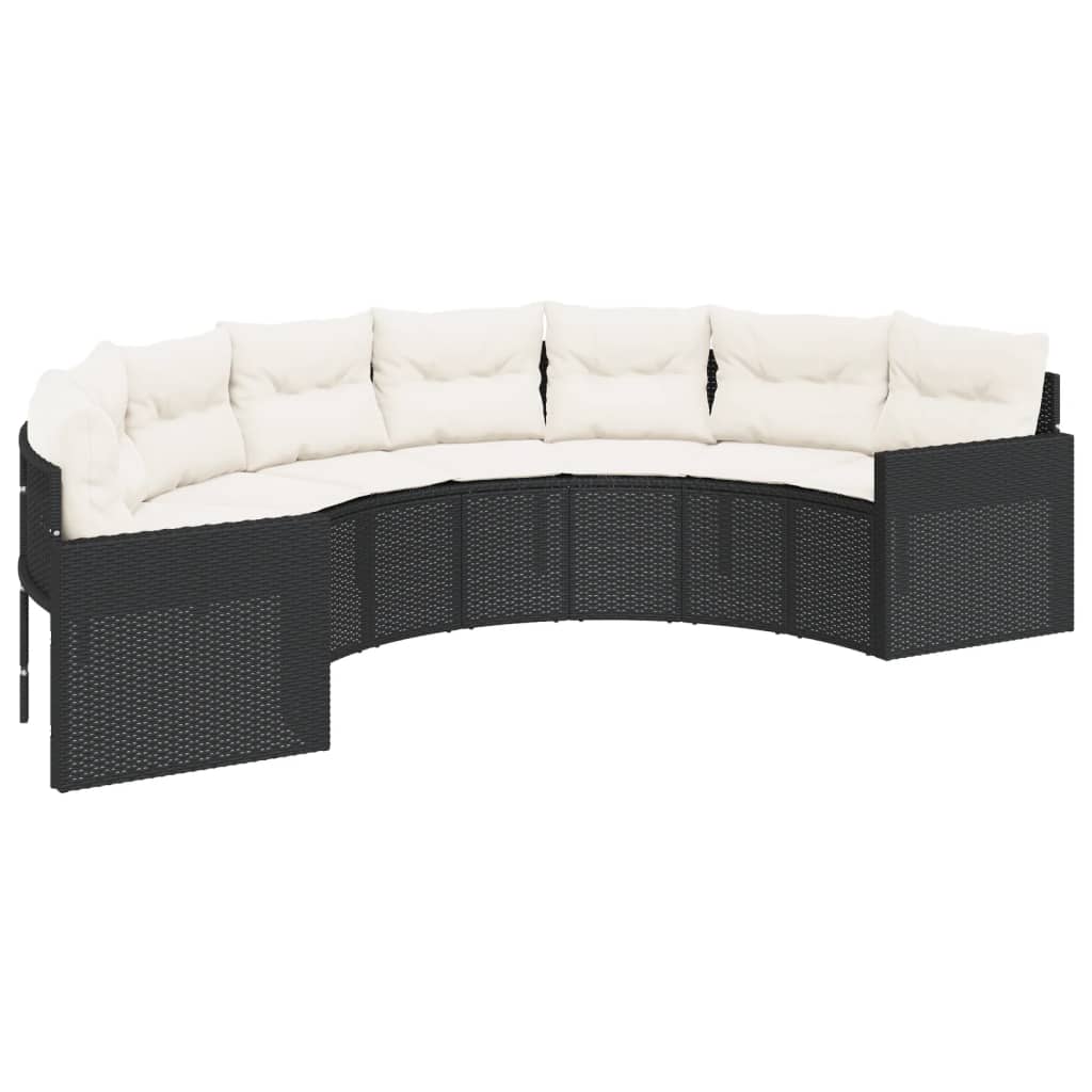Set Divani da Giardino Semicircolare 2 pz in Polyrattan Nero - immagine 3