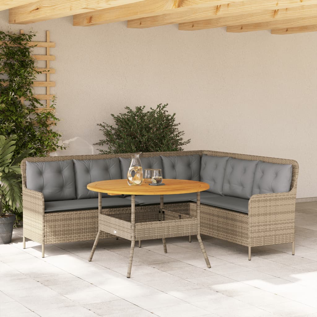 Set Divani da Giardino 2 pz con Cuscini Beige in Polyrattan