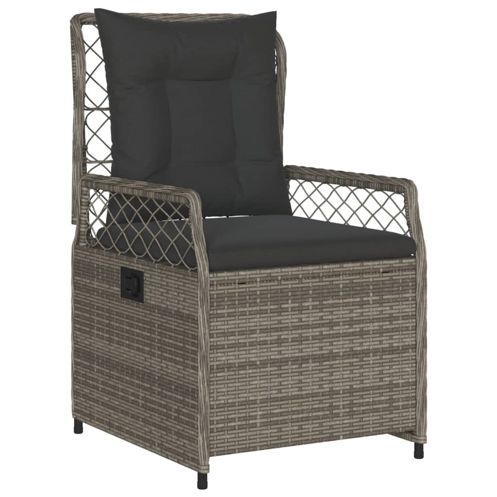 Set da Pranzo da Giardino 5 pz con Cuscini in Polyrattan Grigio - immagine 3