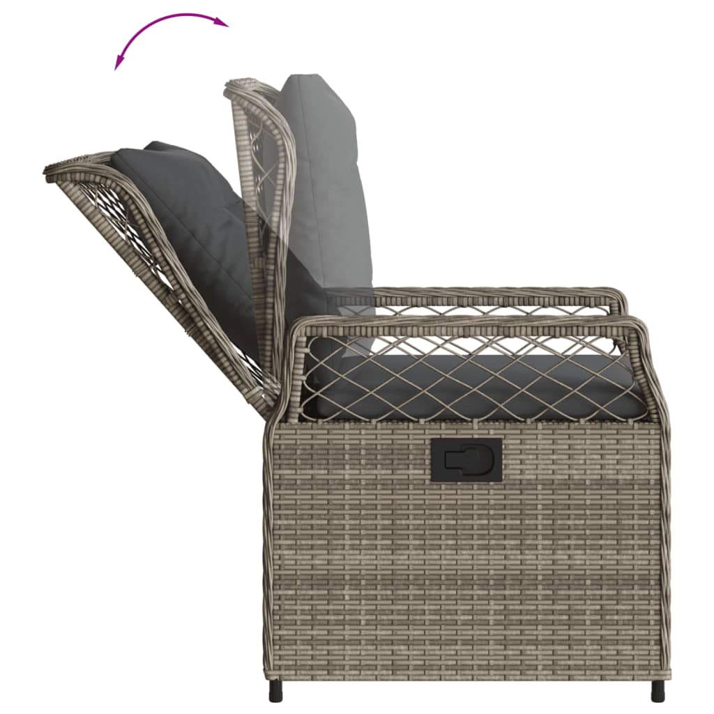 Set da Pranzo da Giardino 5 pz con Cuscini in Polyrattan Grigio - immagine 5