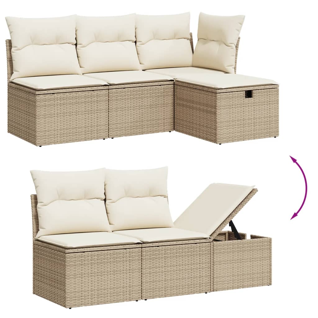 Set Divano da Giardino 6 pz con Cuscini Beige in Polyrattan - immagine 3