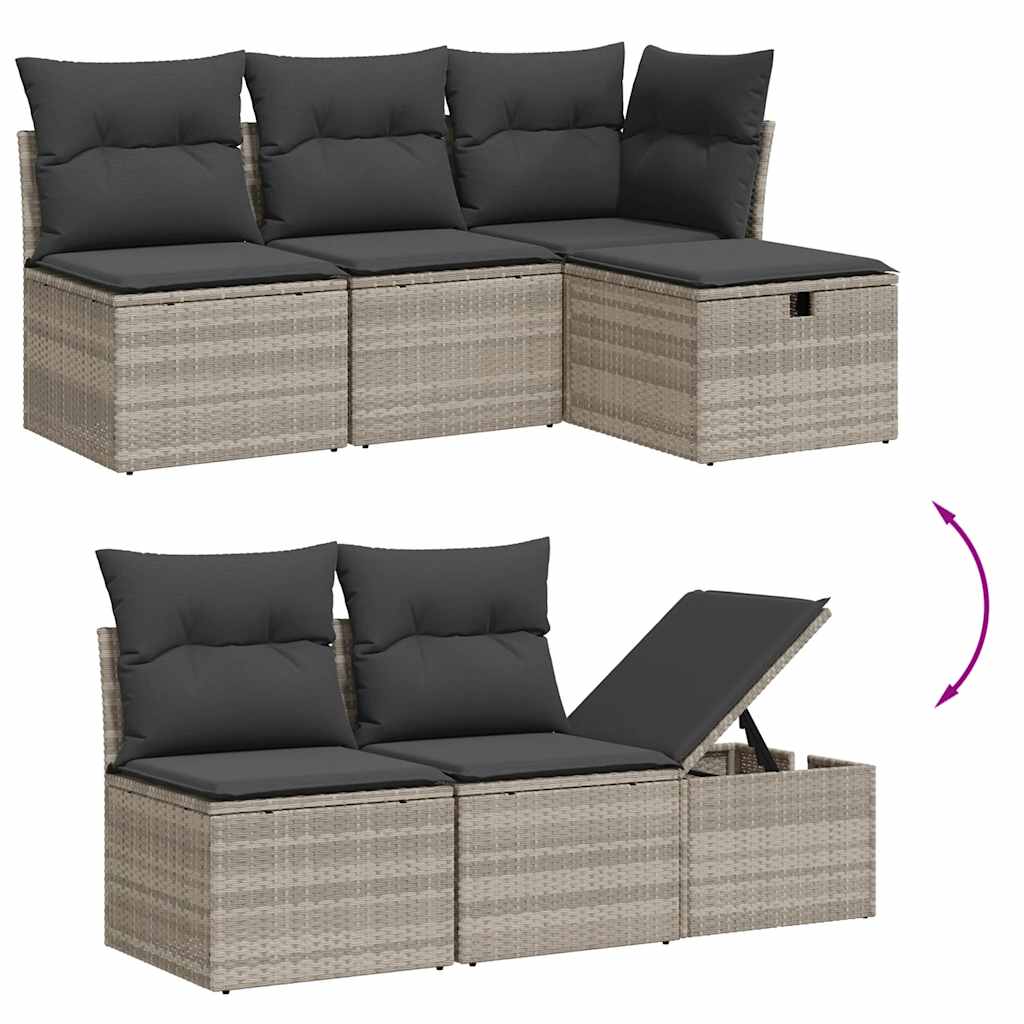 Set Divano da Giardino 6pz con Cuscini Grigio Chiaro Polyrattan - immagine 3