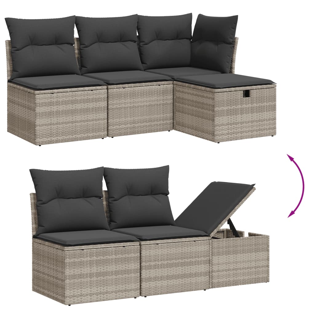 Set Divano da Giardino 6pz con Cuscini Grigio Chiaro Polyrattan - immagine 3