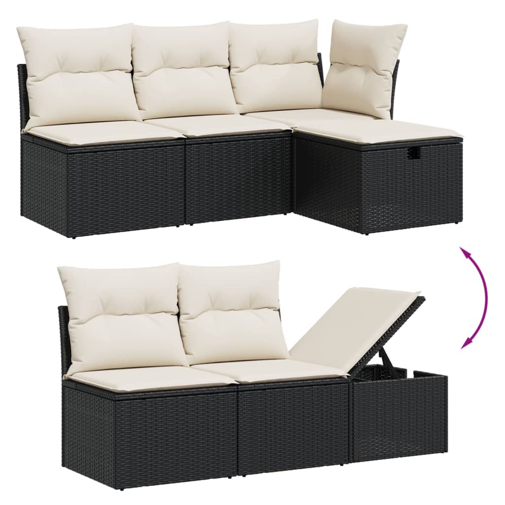 Set Divani da Giardino con Cuscini 7pz Nero Polyrattan - immagine 3