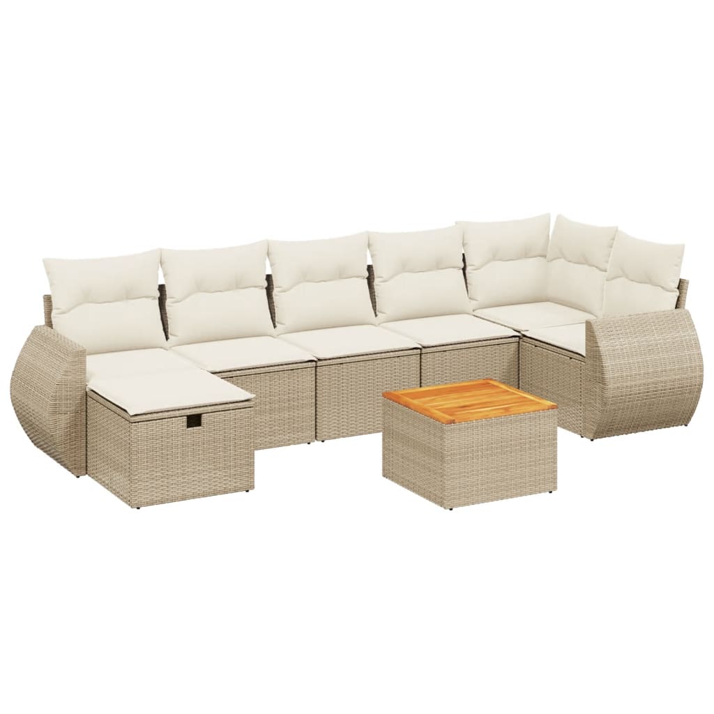 Set Divano da Giardino 8 pz con Cuscini Beige in Polyrattan - immagine 2