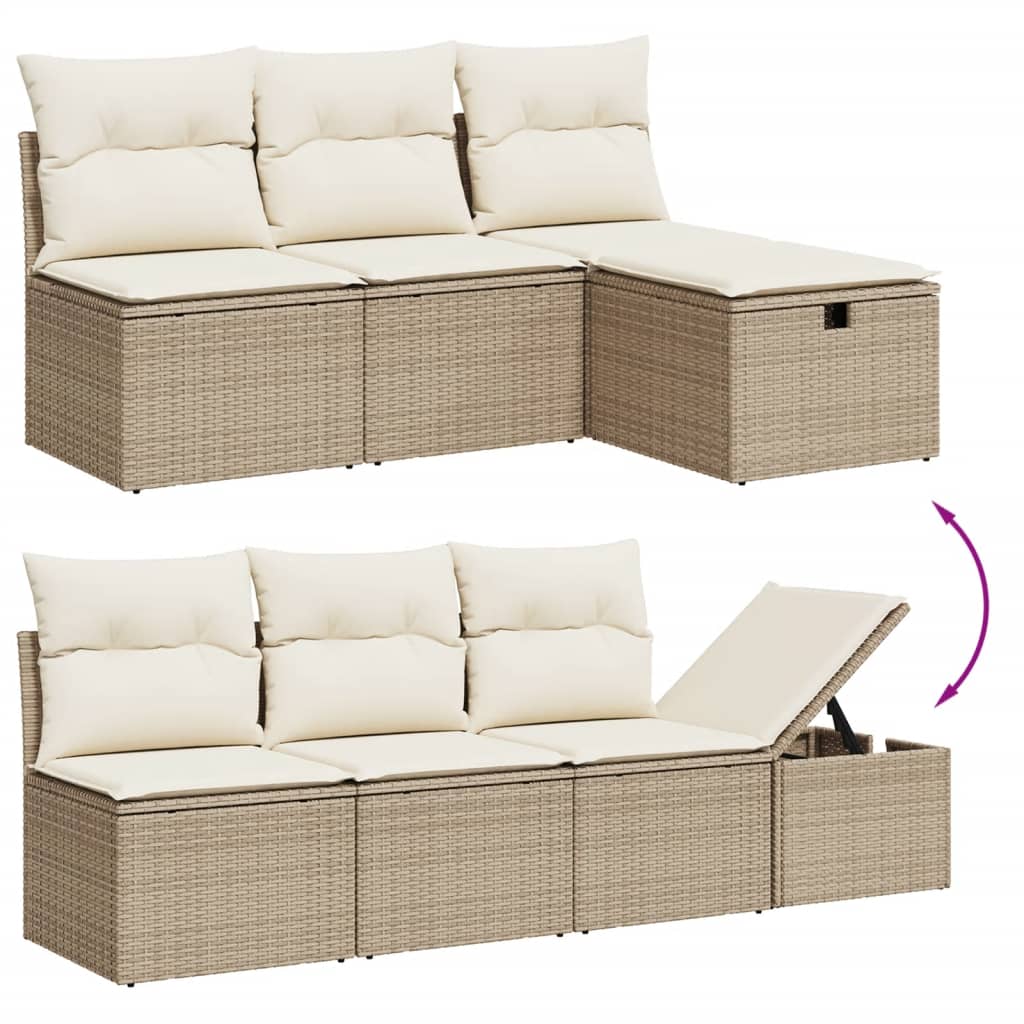 Set Divano da Giardino 8 pz con Cuscini Beige in Polyrattan - immagine 3