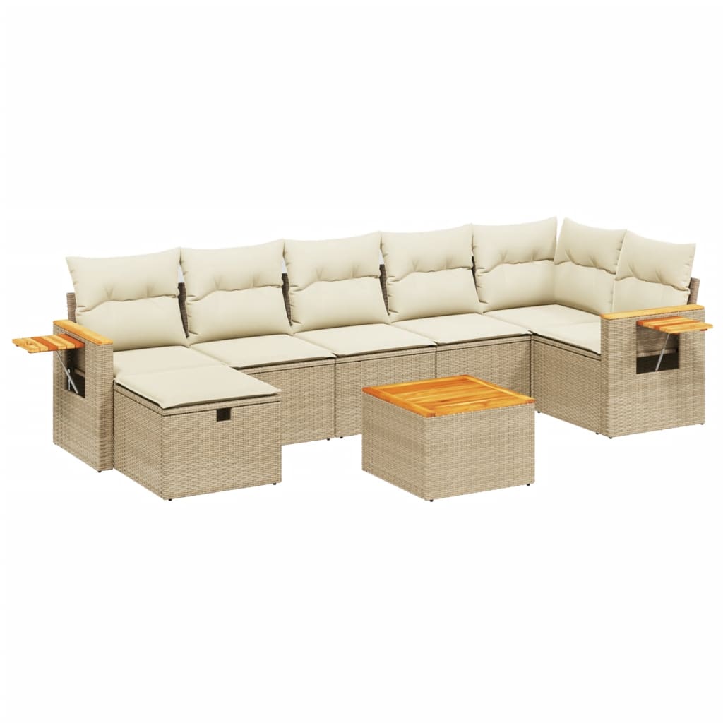 Set Divano da Giardino 8 pz con Cuscini Beige in Polyrattan - immagine 2