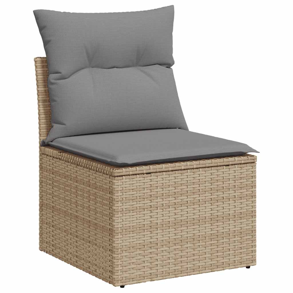 Set Divani da Giardino 7 pz con Cuscini Beige in Polyrattan - immagine 3