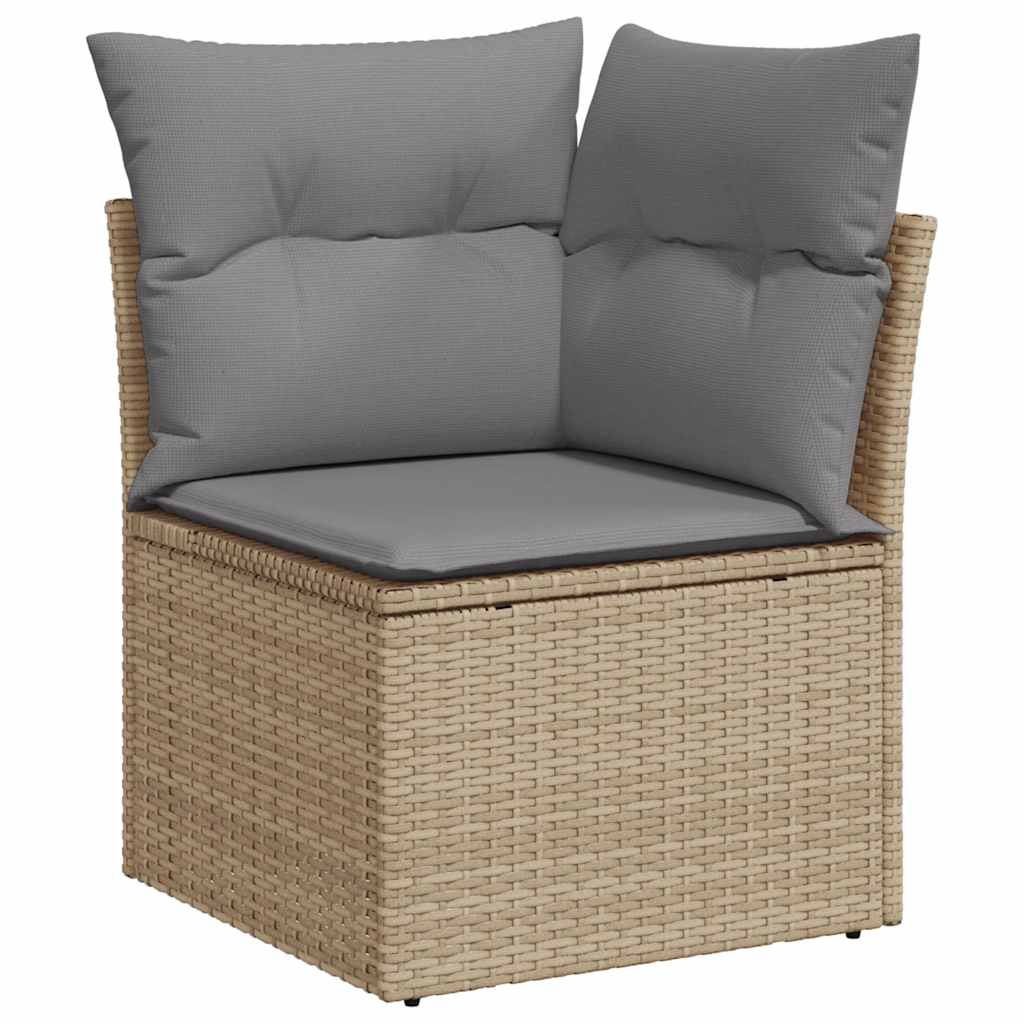 Set Divani da Giardino 7 pz con Cuscini Beige in Polyrattan - immagine 4